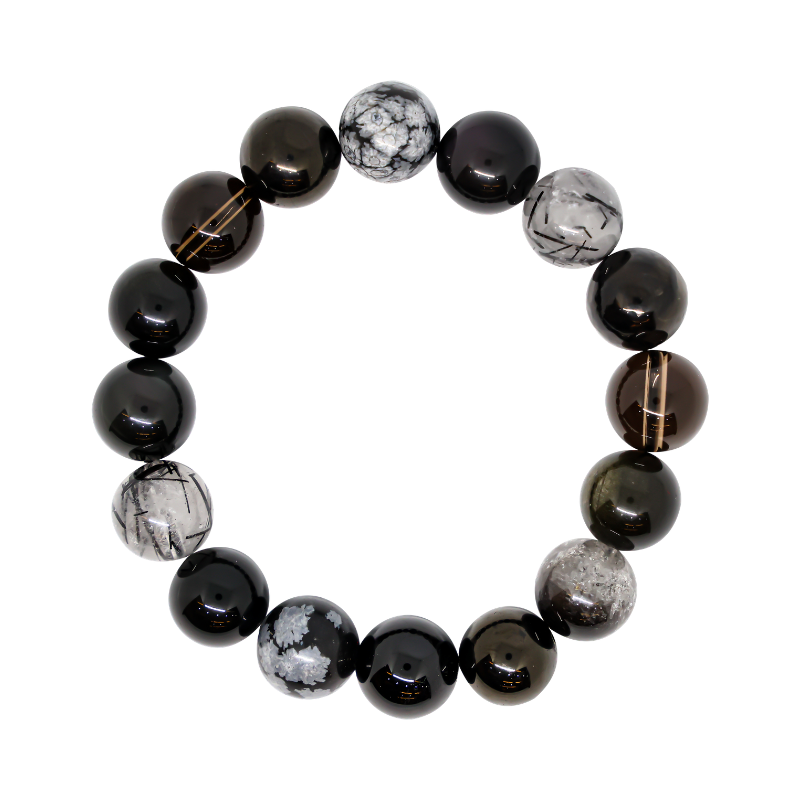 Glossy Black Beads Bracelet.