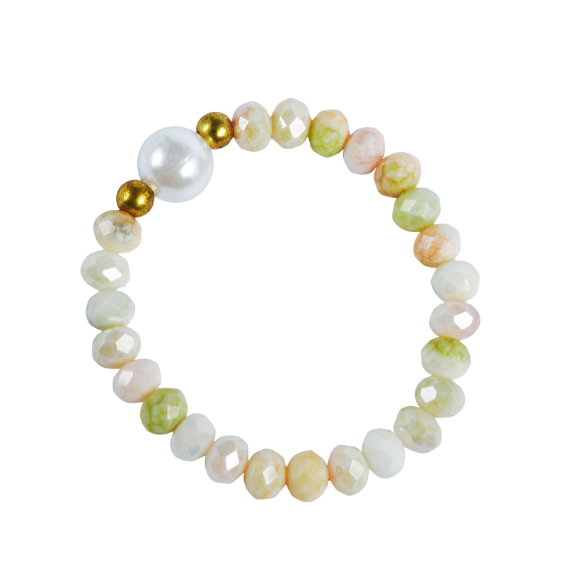 Soft Pastel Stone Bracelet with Pearl Accent